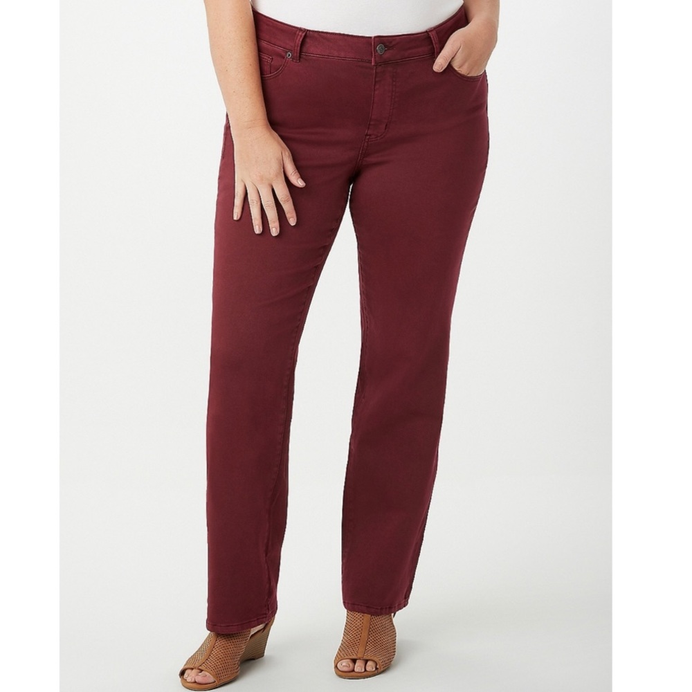 Plus Size Rust Color All Day Stretch Straight Jean - Picture 2 of 4